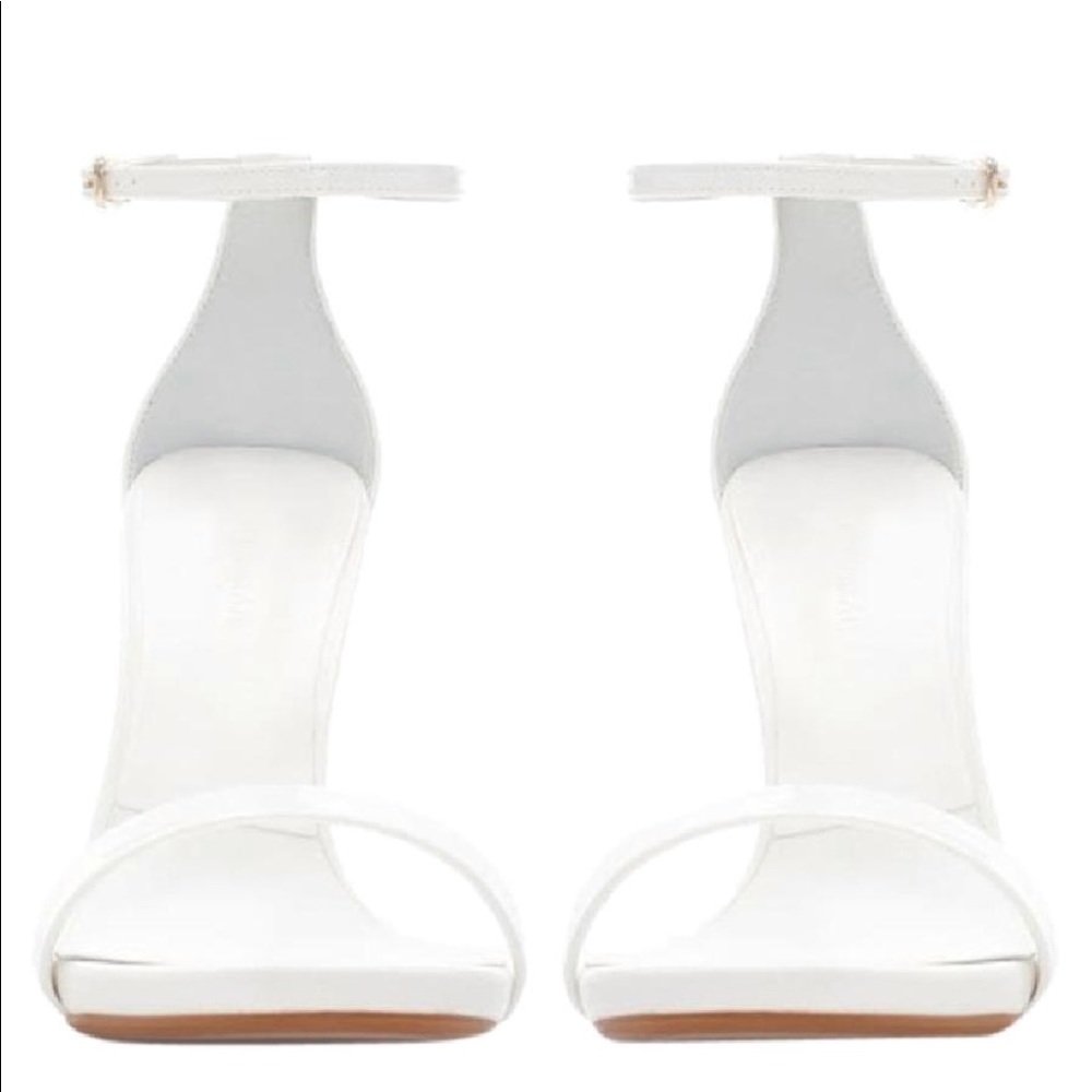 Zara White Ankle Strap Sandal Heels 39 - Picture 2 of 8